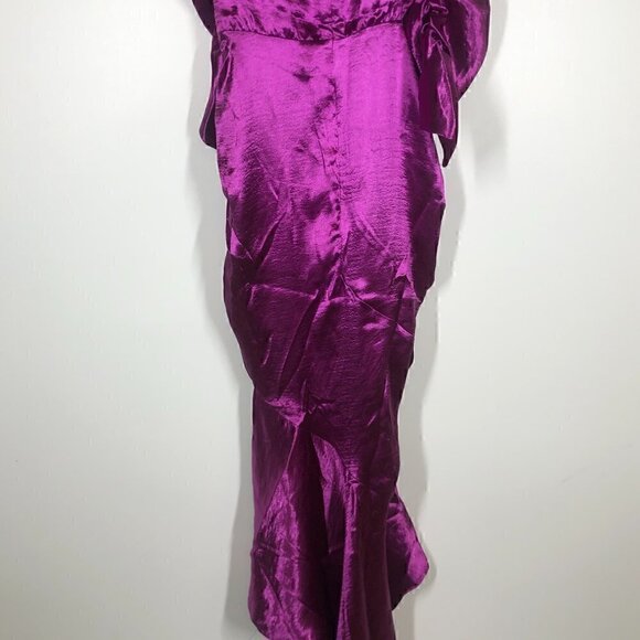 For Love & Lemons Bowie Metallic Dress Satin Cutout Magenta NWT S - Picture 10 of 13